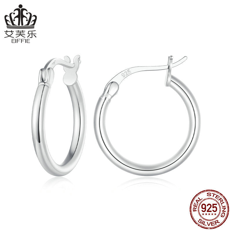 Wholesale 925 Sterling Silver Platinum Plated Simple Plain Hoop Earrings